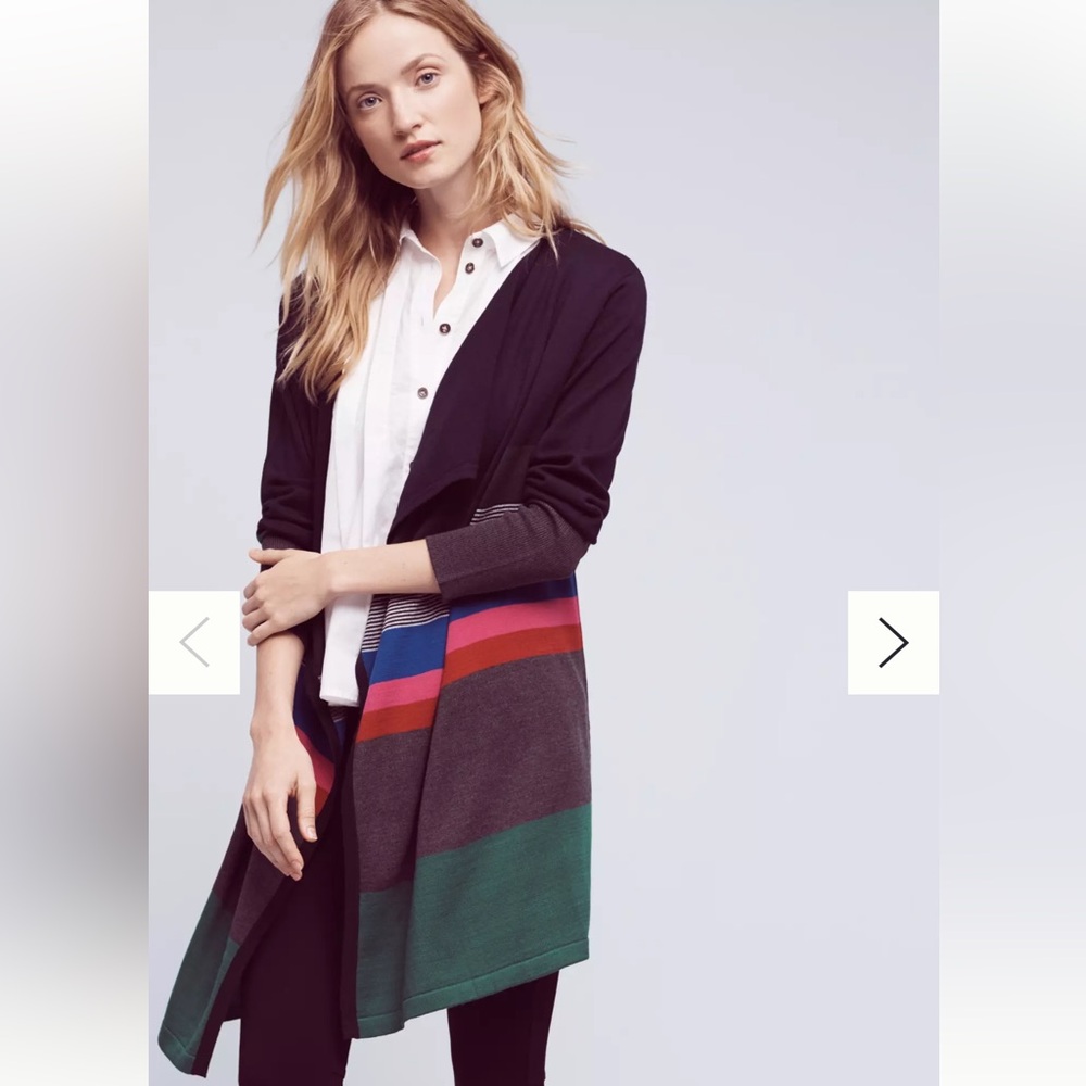 NWT!! Anthropologie LILI'S CLOSET Junie Striped Cardigan Sweater Preppy Small